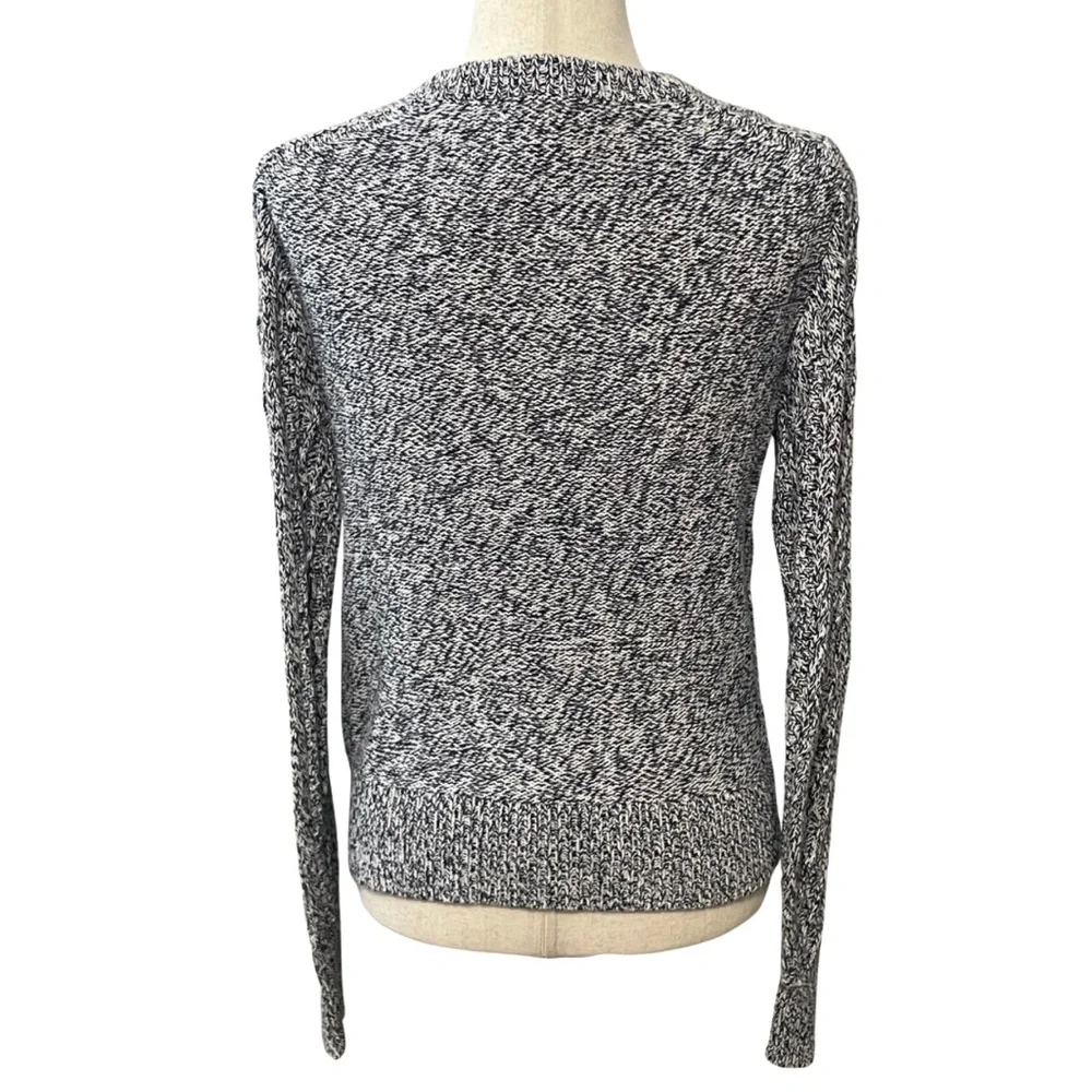 J. Crew Cable Knit Crewneck Sweater Marled 100% Cotton Women’s S Navy Blue